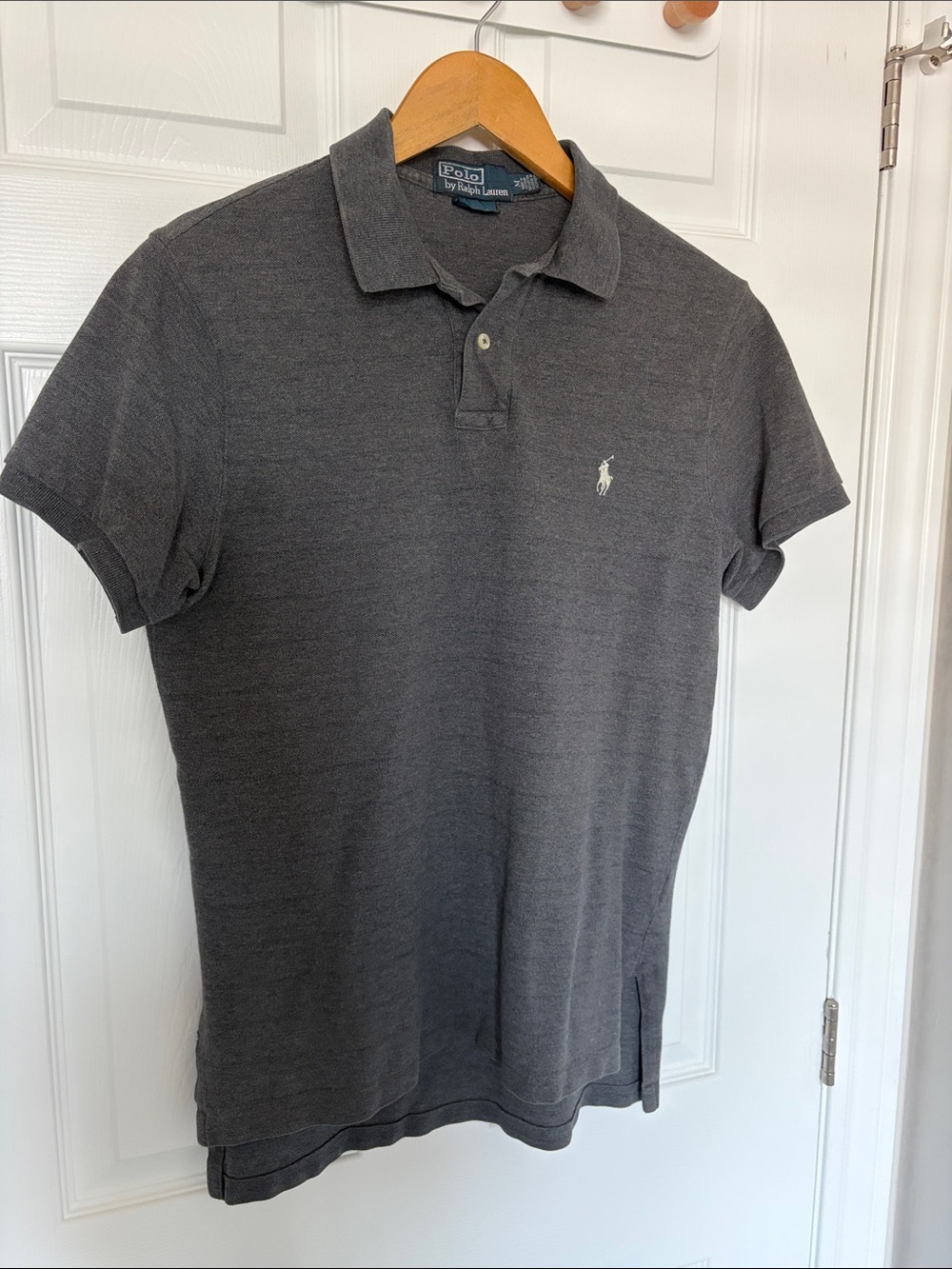 Polo by Ralph Lauren Men’s Dark Gray Slim Polo with Embroidered Pony